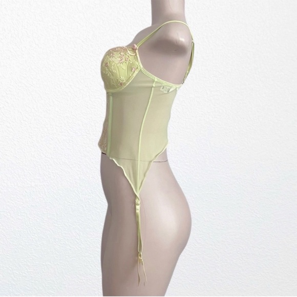 Y2K Fairycore Garden Fairy Embroidered Bustier Lime by Delicates SZ 36-38B/C - Picture 6 of 14